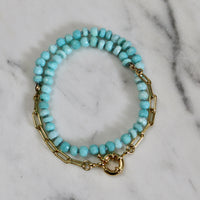 14.5" Peruvian Opal Silk Knotted Wrap Bracelet