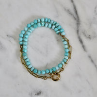 14.5" Peruvian Opal Silk Knotted Wrap Bracelet