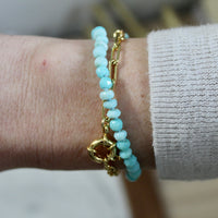 14.5" Peruvian Opal Silk Knotted Wrap Bracelet