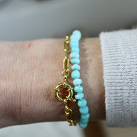 14.5" Peruvian Opal Silk Knotted Wrap Bracelet