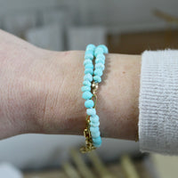 14.5" Peruvian Opal Silk Knotted Wrap Bracelet