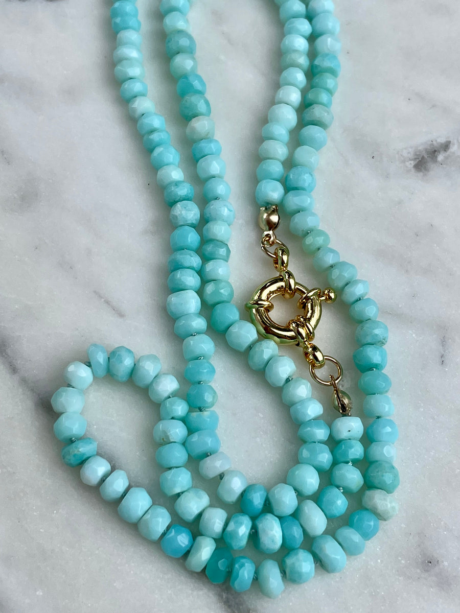 21" Peruvian Opal Knotted Necklace