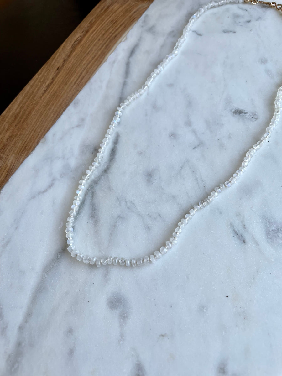 20" Rainbow Moonstone Knotted Necklace GF