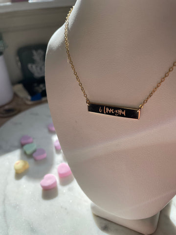 Engraved “I Love You” Bar Necklace