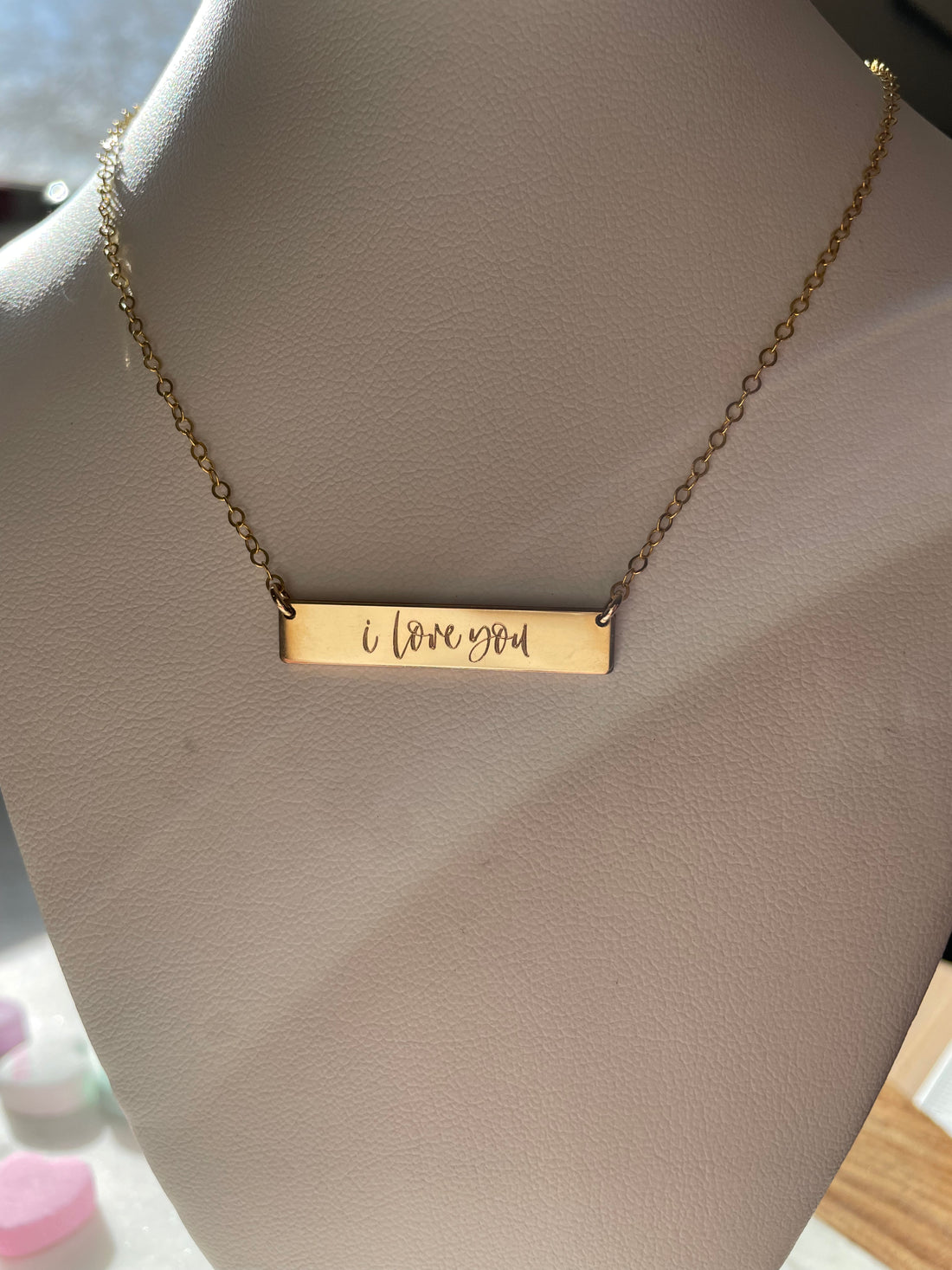 Engraved “I Love You” Bar Necklace