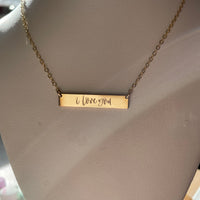 Engraved “I Love You” Bar Necklace