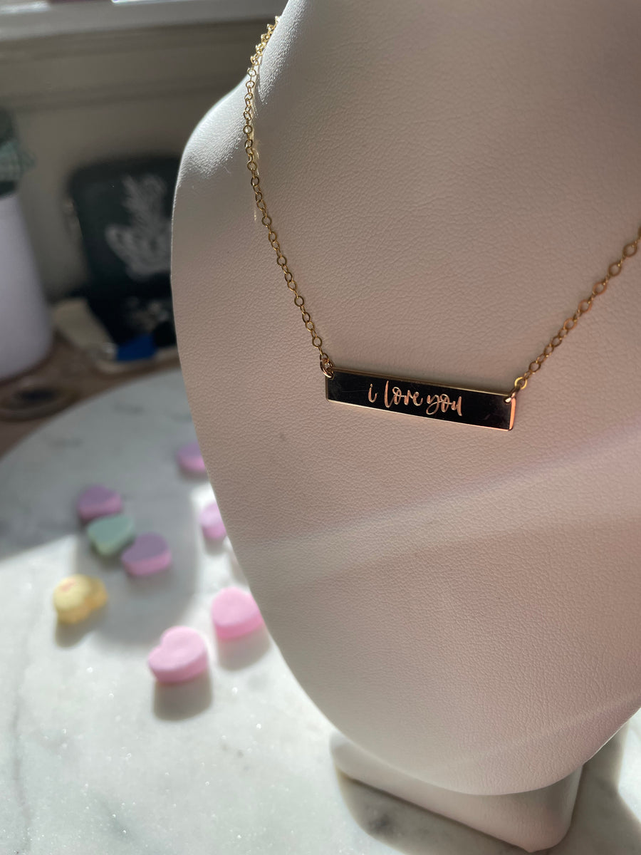 Engraved “I Love You” Bar Necklace