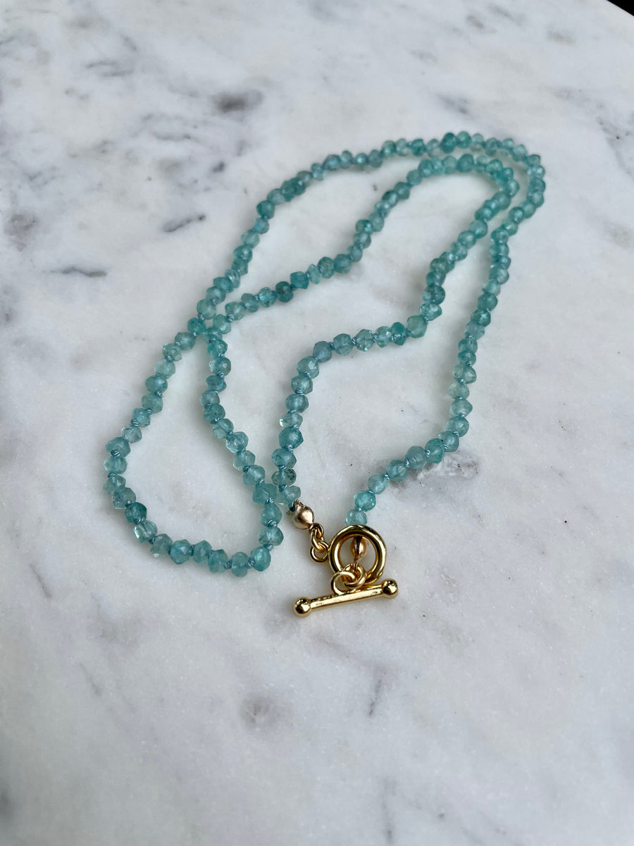 18" Aquamarine Knotted Necklace