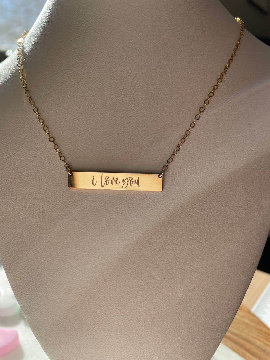 Engraved “I Love You” Bar Necklace