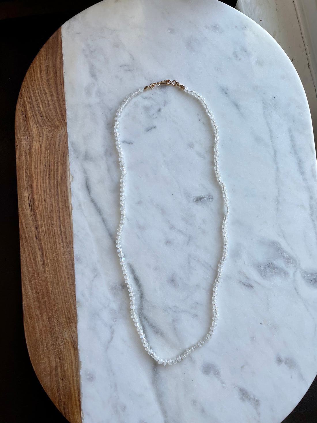 20" Rainbow Moonstone Knotted Necklace GF