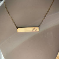 Engraved Rainbow Bar Necklace