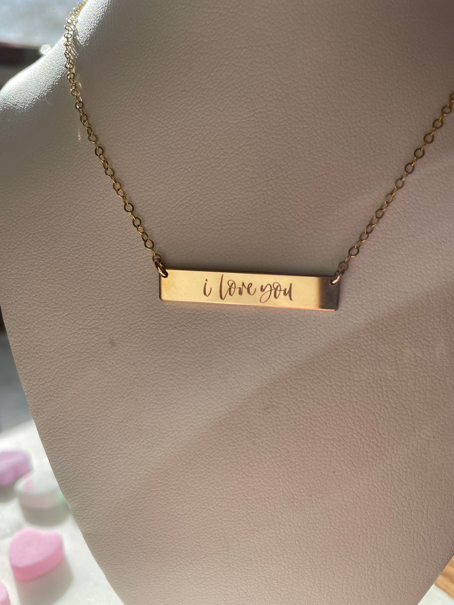 Engraved “I Love You” Bar Necklace