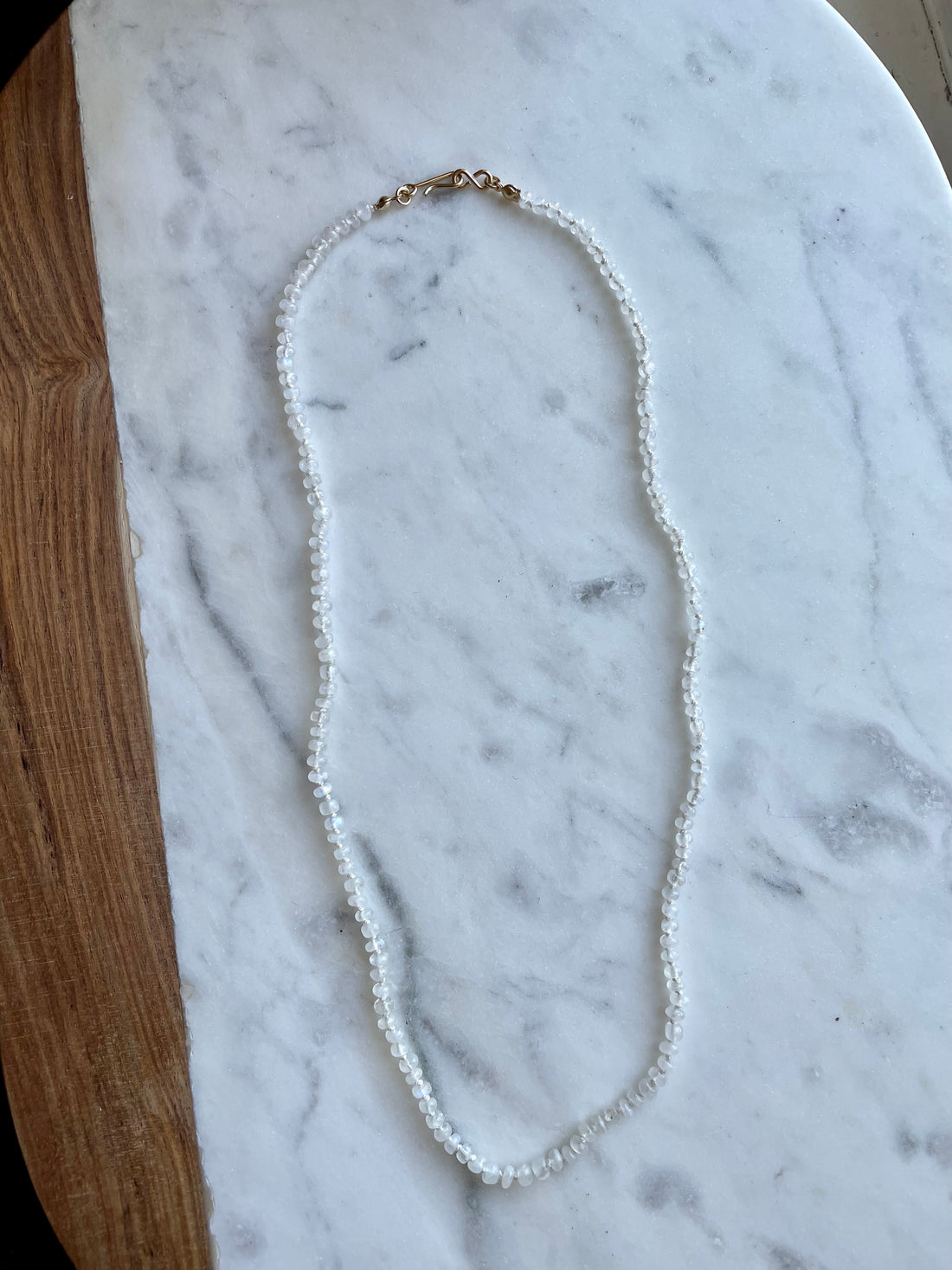 20" Rainbow Moonstone Knotted Necklace GF