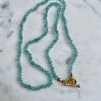 18" Aquamarine Knotted Necklace