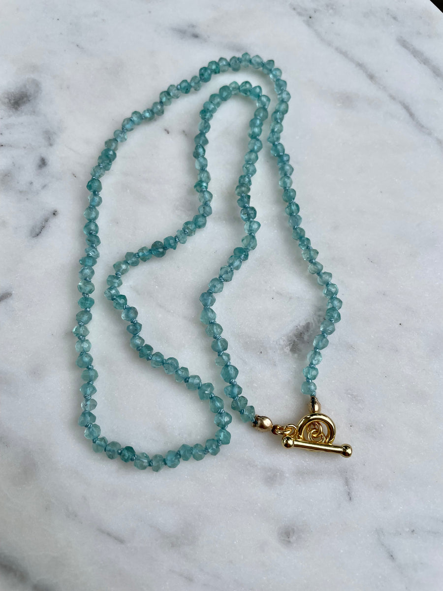 18" Aquamarine Knotted Necklace