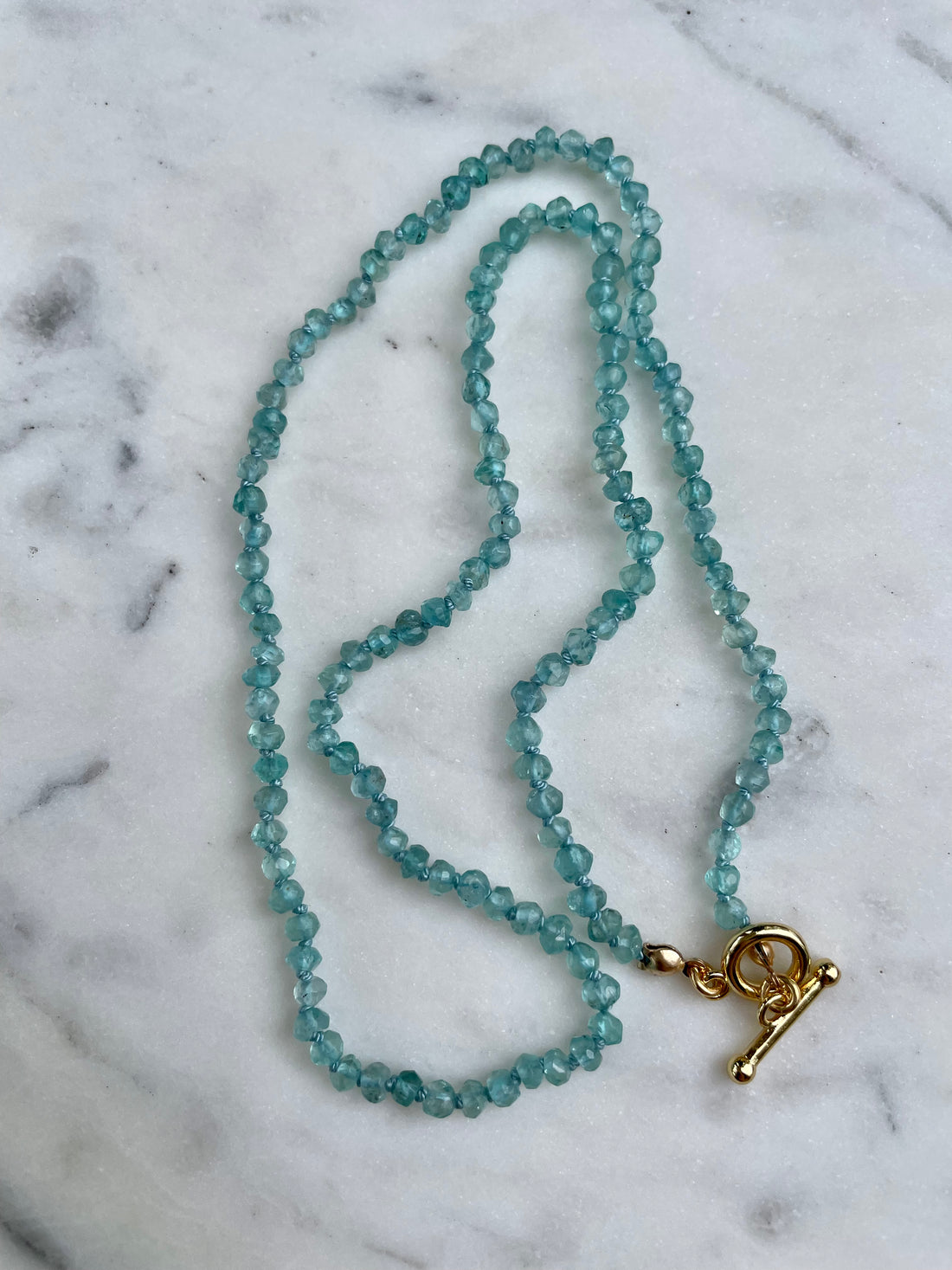 18" Aquamarine Knotted Necklace