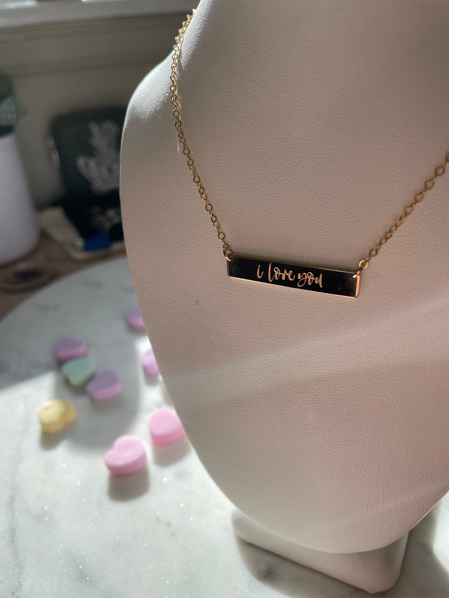 Engraved “I Love You” Bar Necklace