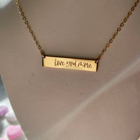 Engraved “Love You More” Bar Necklace