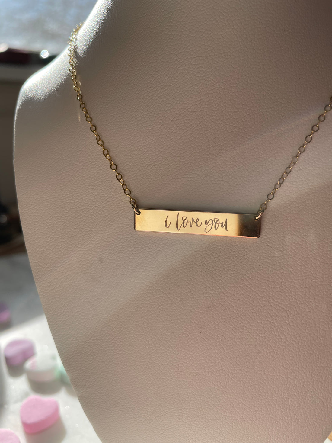 Engraved “I Love You” Bar Necklace