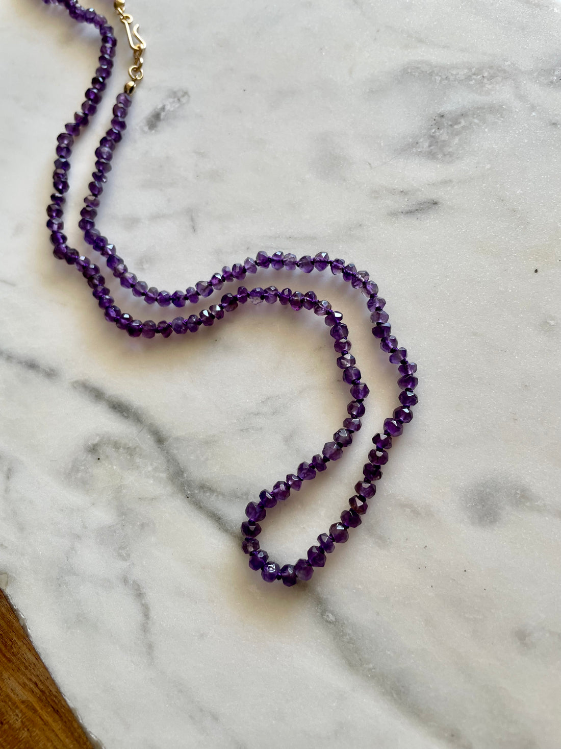 22" Amethyst Silk Knotted Gemstone Necklace