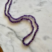 22" Amethyst Silk Knotted Gemstone Necklace