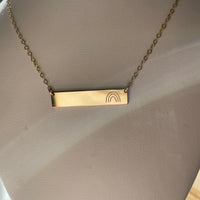 Engraved Rainbow Bar Necklace