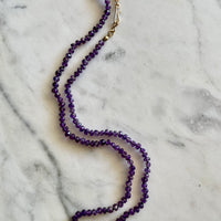 22" Amethyst Silk Knotted Gemstone Necklace