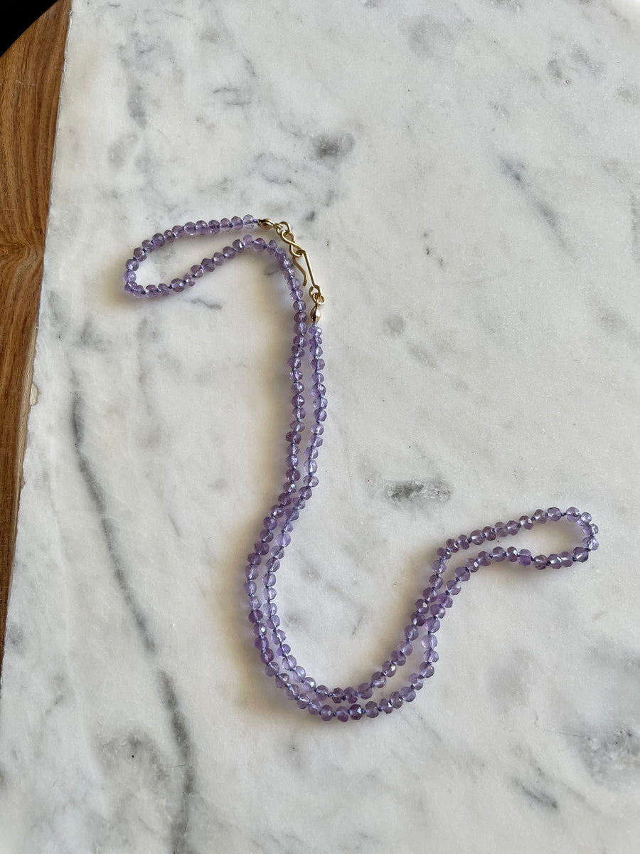 20" Pink Amethyst Knotted Necklace