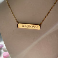 Engraved “Love You More” Bar Necklace