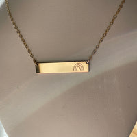 Engraved Rainbow Bar Necklace