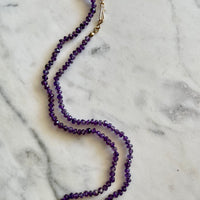 22" Amethyst Silk Knotted Gemstone Necklace