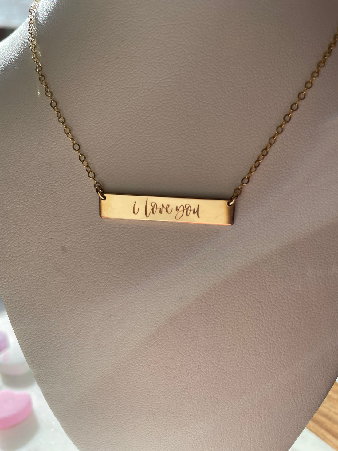 Engraved “I Love You” Bar Necklace