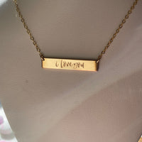 Engraved “I Love You” Bar Necklace