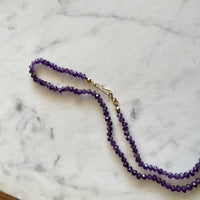 22" Amethyst Silk Knotted Gemstone Necklace