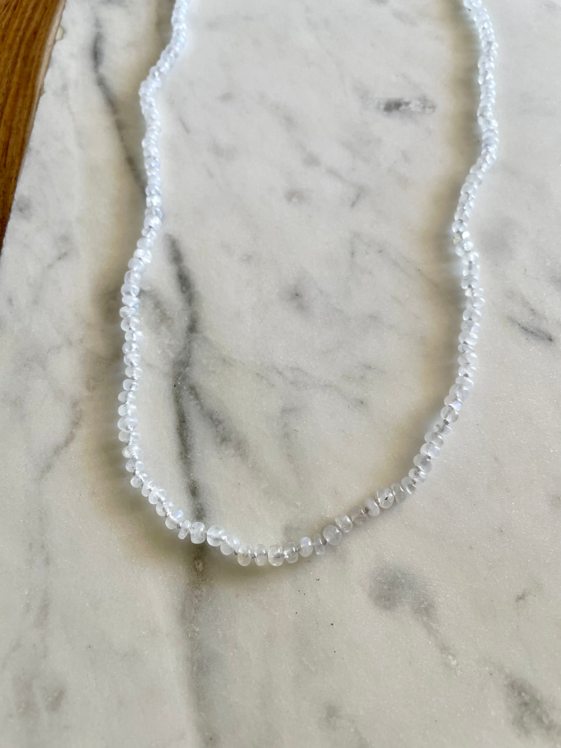 20" Rainbow Moonstone Knotted Necklace SS