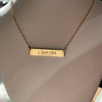 Engraved “I Love You” Bar Necklace