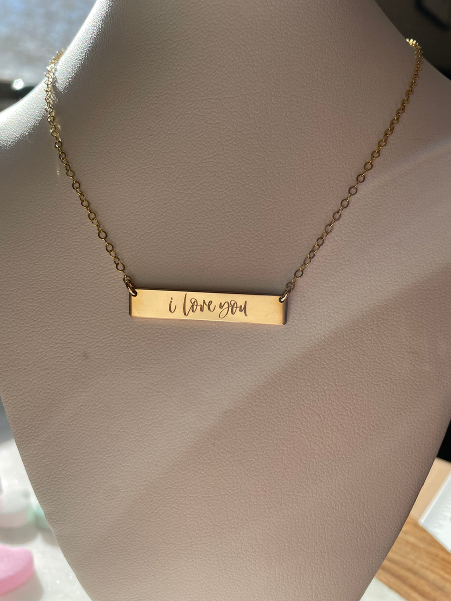 Engraved “I Love You” Bar Necklace