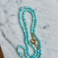 21" Peruvian Opal Knotted Necklace