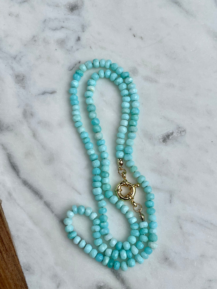 21" Peruvian Opal Knotted Necklace