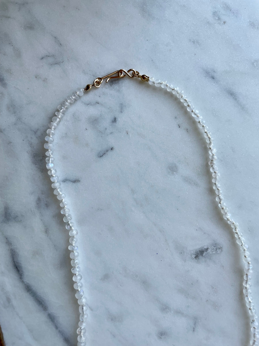 20" Rainbow Moonstone Knotted Necklace GF