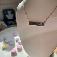 Engraved Rainbow Bar Necklace