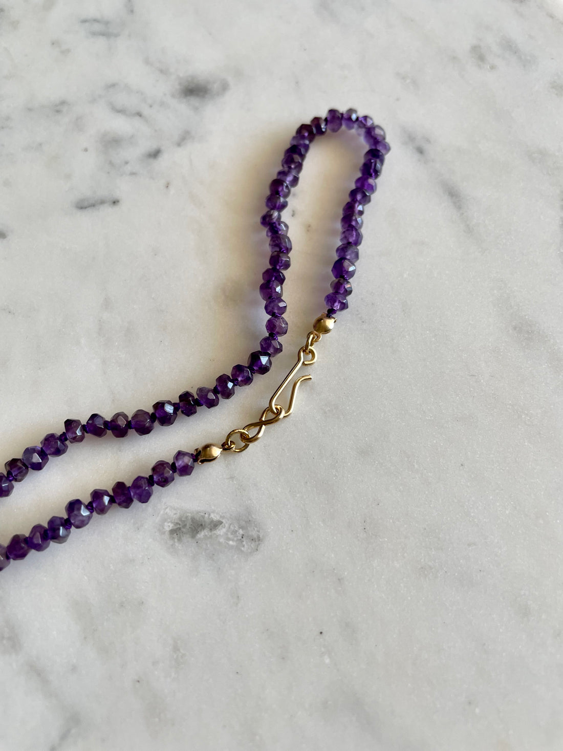 22" Amethyst Silk Knotted Gemstone Necklace