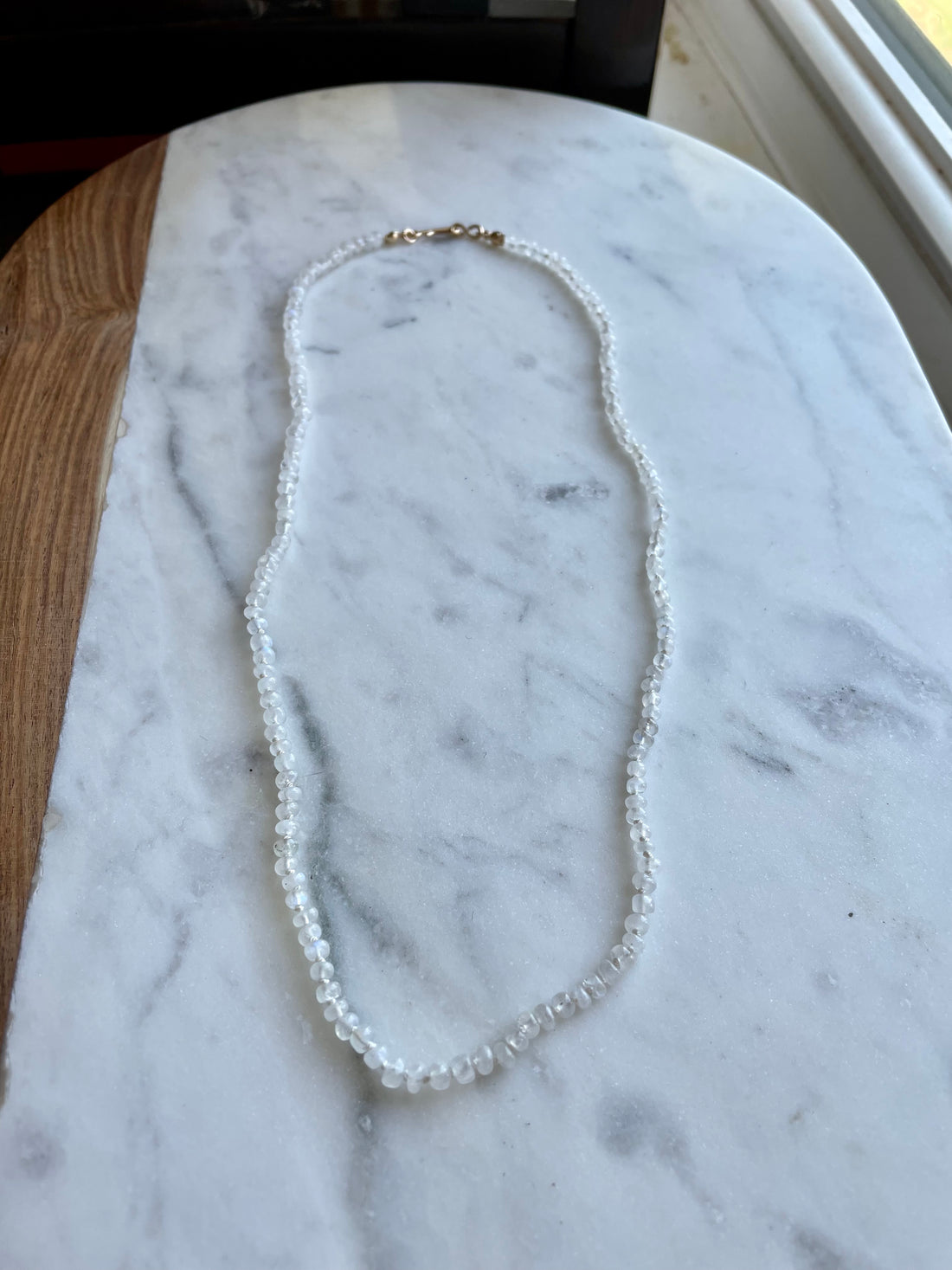 20" Rainbow Moonstone Knotted Necklace GF