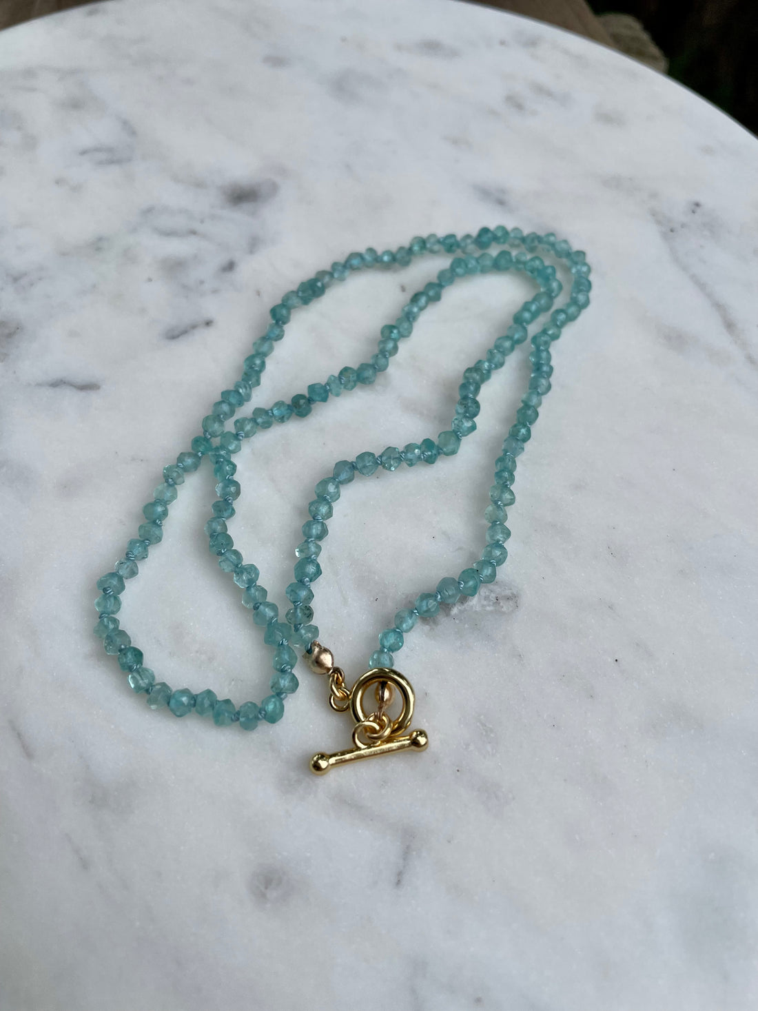 18" Aquamarine Knotted Necklace